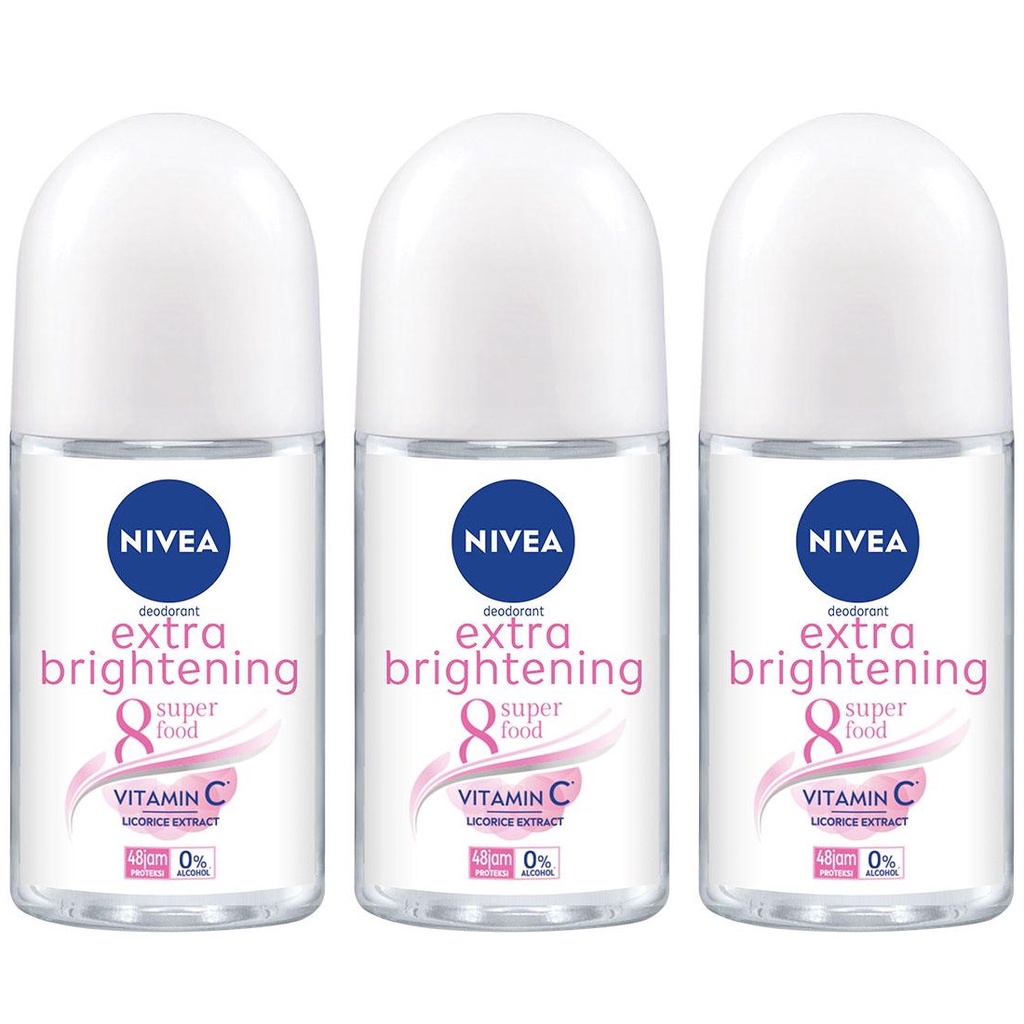 (BUNDLE OF 3) NIVEA DEODORANT ROLL ON EXTRA BRIGHTENING 50ML - BEAUTY ...