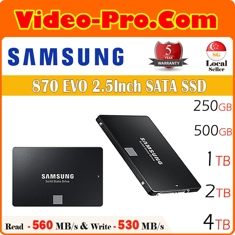 Samsung 870 EVO 2.5Inch 250GB/500GB/1TB/4TB SATA SSD MZ-77E250BW/MZ ...