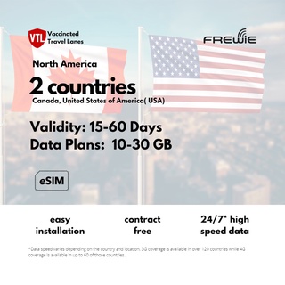 North America eSIM 15-60 Days 10-30 GB Data Roaming | QR delivered via email