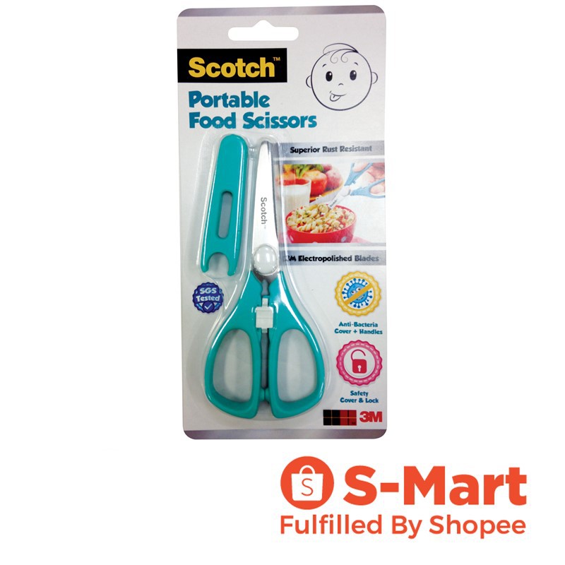 3M Scotch AntiBacteria Portable Food Scissor, Turquoise Shopee Singapore