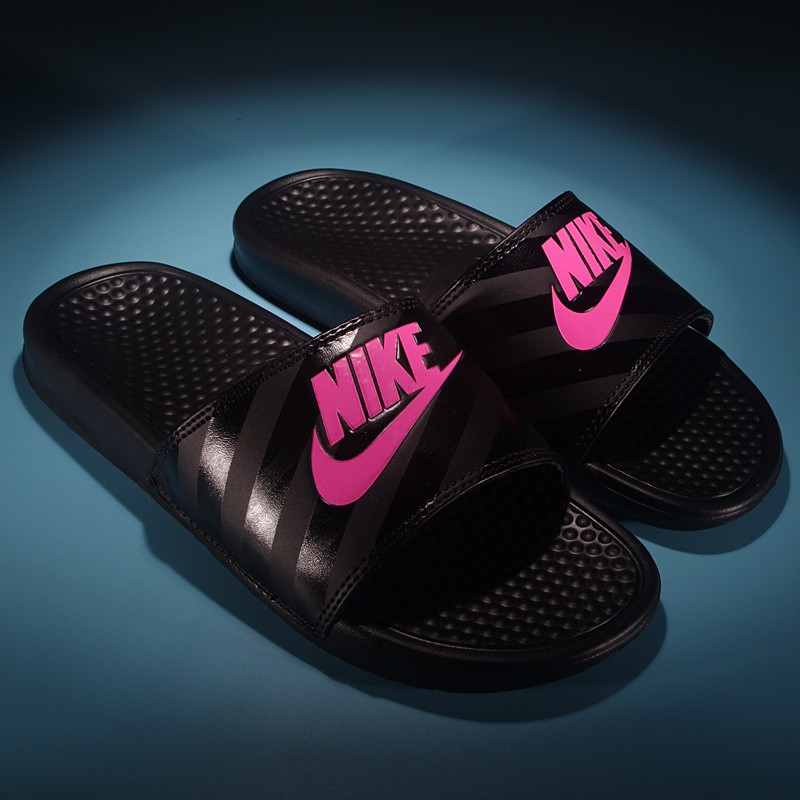 nike benassi black pink