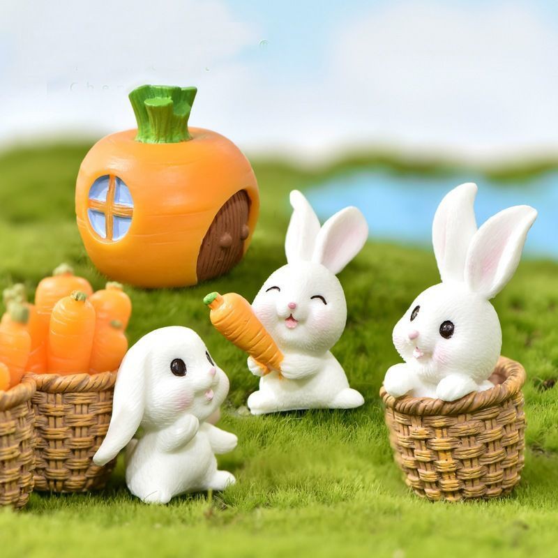 Fairy Garden Animals Rabbit for Micro Landscape Plant Pots/Bonsai/Cake Decoration 6 Pcs Miniature Fairy Garden Rabbit Set 