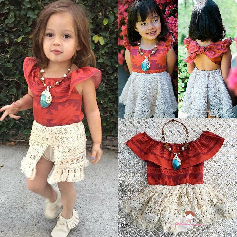 XZQ-Toddler Baby Girl Kid Moana Costume Polynesian Fancy Dress Summer ...