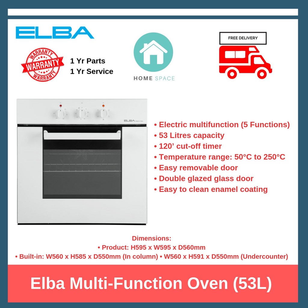 Elba 5 MultiFunction Electric Oven, EBO1726WH (53L) Shopee Singapore