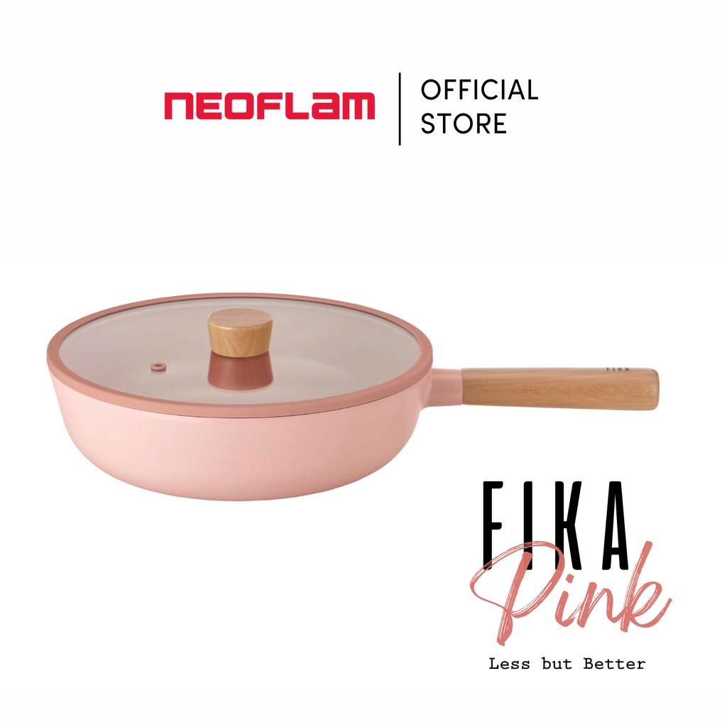 NEOFLAM Fika Pink 26cm Wokpan │ NonStick Xtrema Ceramic Coating