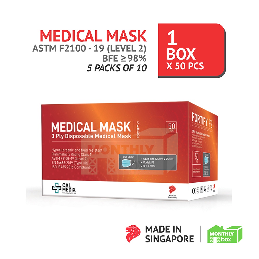 HSA APPROVED - MADE IN SG: MEDICAL MASK FORTIFY F2 by CAL MEDIX (50