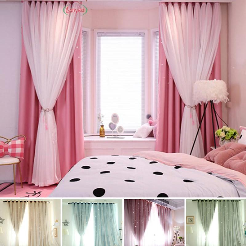 Romantic Stars Tulle Voile Door Window Curtain Drape Half Shading