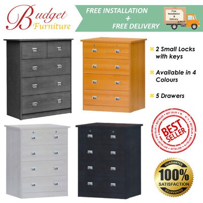 Chest Of 5 Drawers Cabinet With Locks Offer Free Install