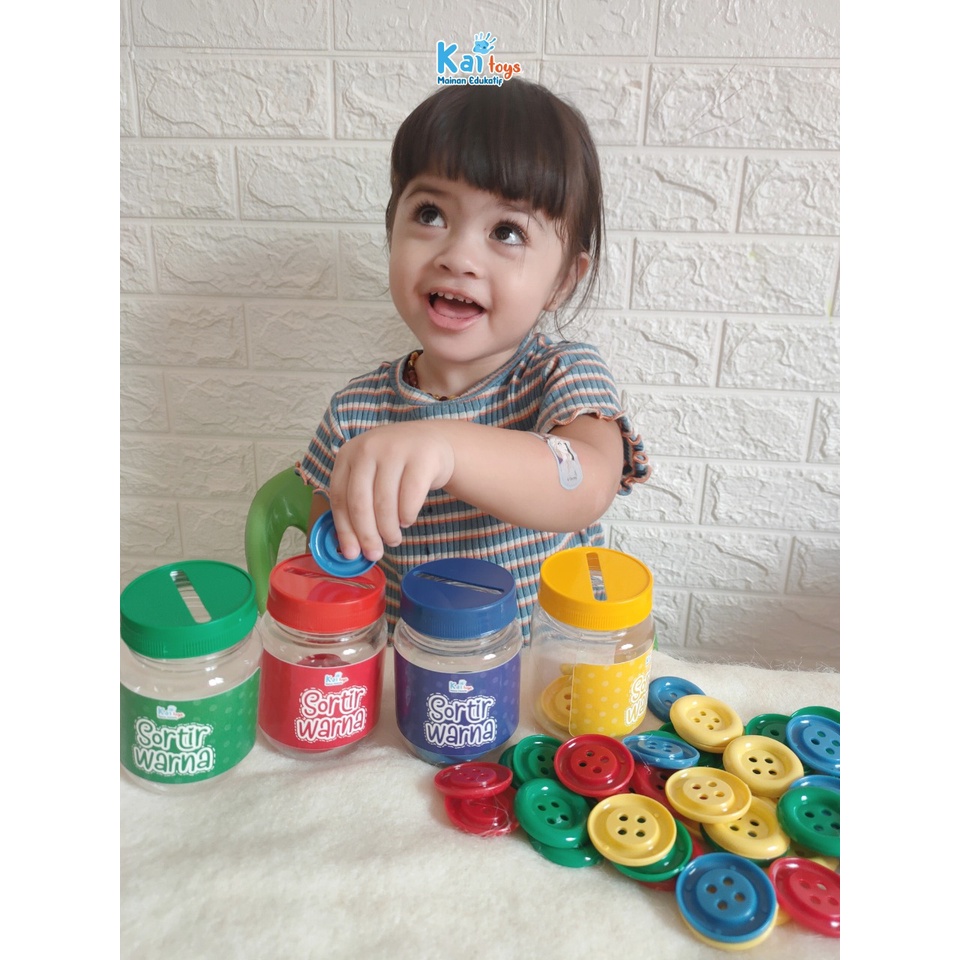 Button Sort/Pompom Sort/Color Sort/Educational Montessori Toys To Know The Color Of The Busy Jar