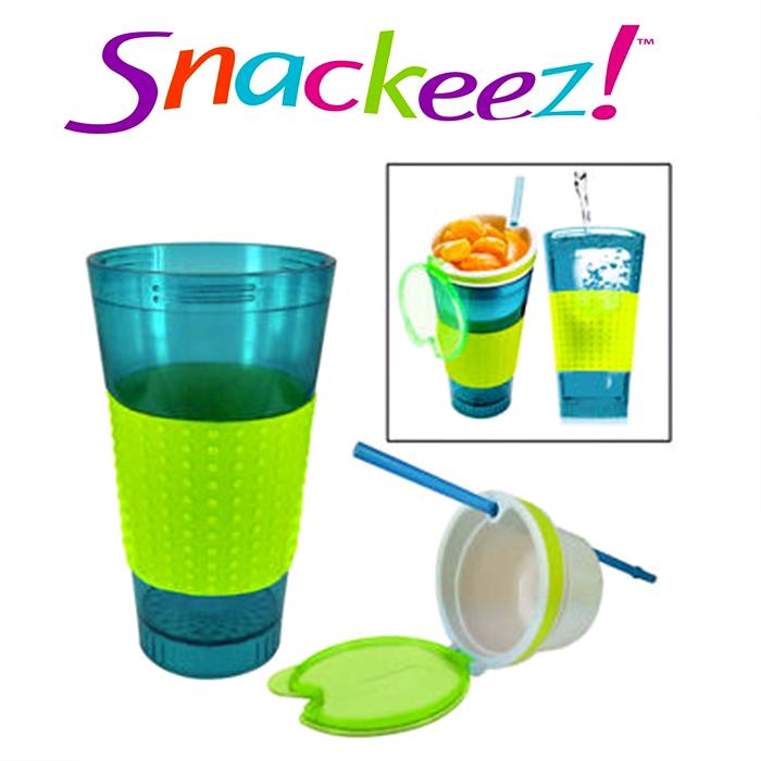 Snackeez Travel Cup Snack Drink In One Container Lid Straw Kids Snack