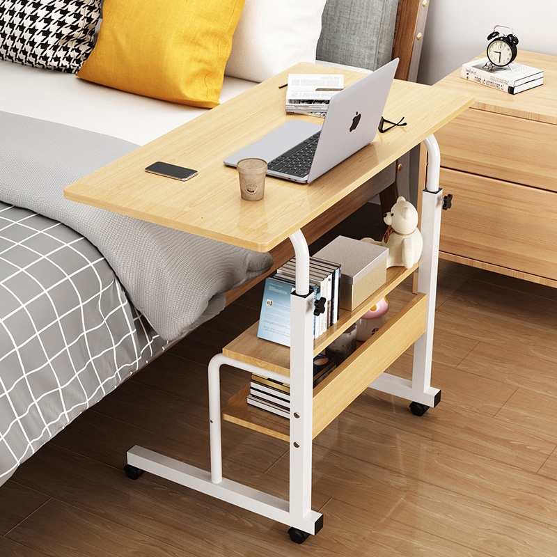 Movable bedside table side section double layer foldable bed roller ...