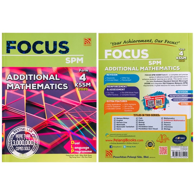 Shop Malaysia Ready Stock Pelangi Focus Spm Kssm 2020 Form 4 Additional Mathematics Shopee Singapore