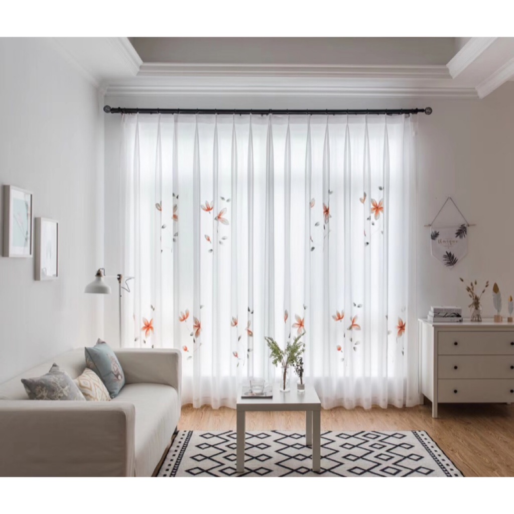 Modern Floral Sheer Curtains For Living Room Bedroom Daylight