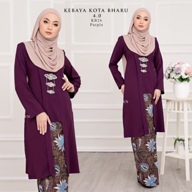  BAJU  RAYA 2021 KEBAYA KOTA  BHARU  PLAIN BF FRIENDLY 