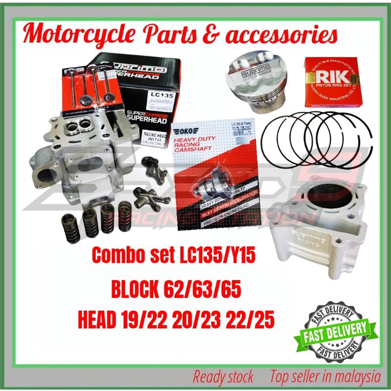 Shop Malaysia Combo Set Suprimo Super Head 19 22 22 25 Block Ceramic Y15 Lc135 Fz150 Spec 62 63 65mm Shopee Singapore