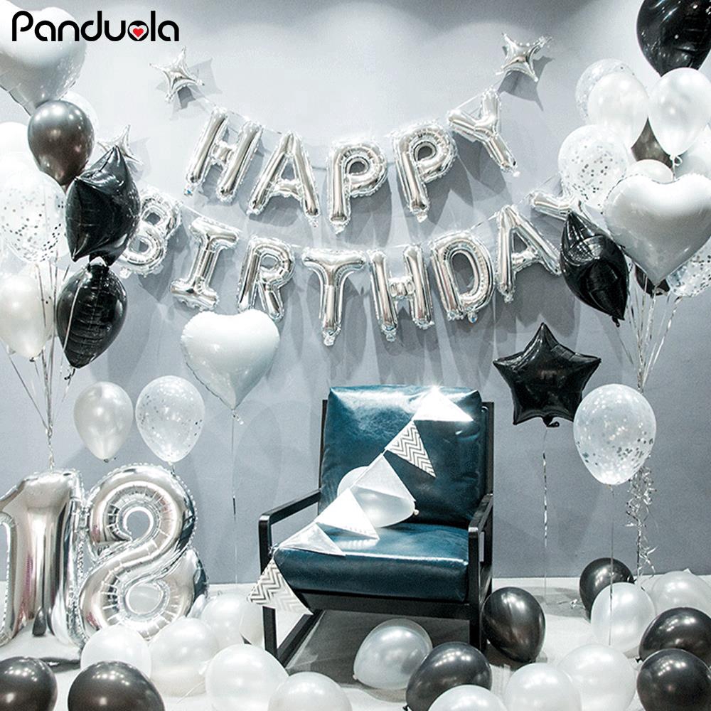 Birthday Party Decorations Black Silver  Balloons Birthday Decoration Boy  - Black - Aliexpress