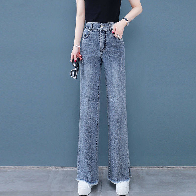 Jeans Women S Wide Leg Jeans Spring And Autumn New High Waisted Loose Straight All Match Thin Mopping Pants Pants Trend Shopee Singapore