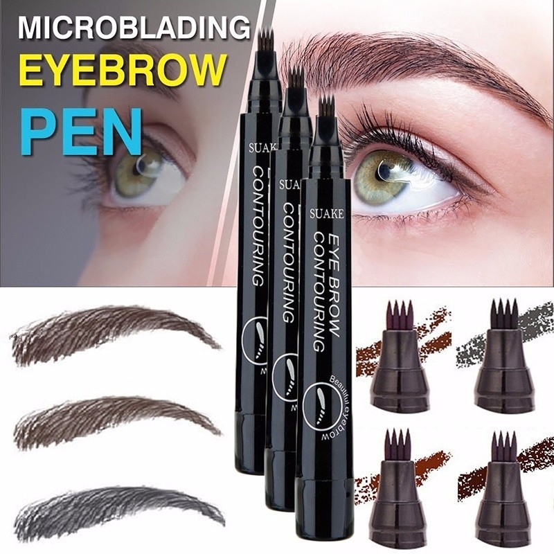 5 Colors 3d Microblading Eyebrow Tattoo Pen 4 Fork Tips Fine Sketch Liquid Eyebrow Pencil Waterproof Eyebrow Tint Makeup Shopee Singapore