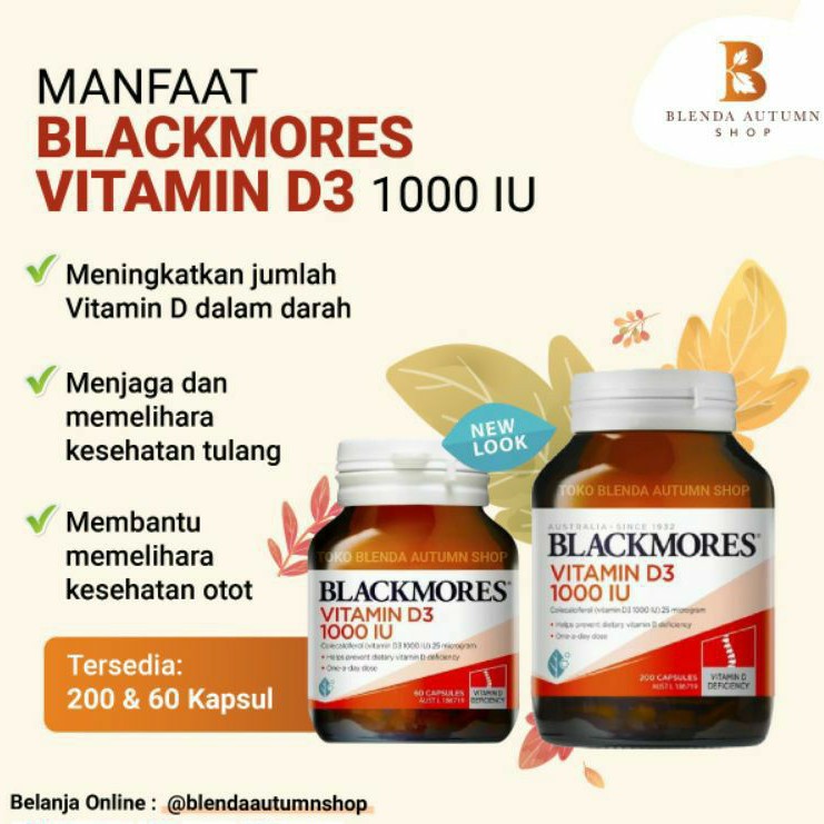 Blackmores Vitamin D3 1000iu 200 Capsule 60 Capsules Singapore