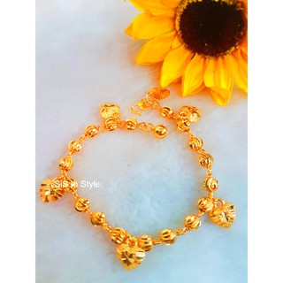 24k Korean Gold Bracelet With Charms 5 Love Hand Chain 