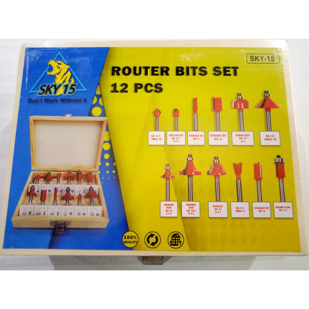 Mail Set 12 pc Router bit Set Trimmer bit Set krisbow tolsen Bits