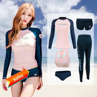 Pink 5 Pieces Diving Suit Women's Split Jellyfish Long Sleeve Sun Protection Conservative Diving Suit Slim Swimming Suit