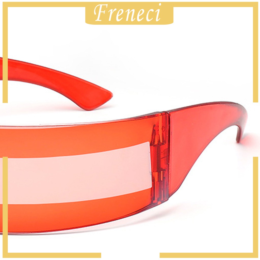 Fenteer Futuristic Cyclops Cyberpunk Visor Sunglasses with Silver Mirrored Mono Lens 