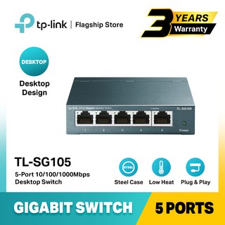 TP-LINK TL-SG105 5 Port Gigabit Network Switch (Plug & Play, Steel Case)