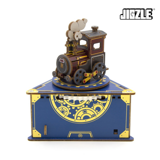 Jigzle Musical Box Classic Locomotive 3D Wooden Puzzle for Adults and Kids. Christmas and Office Gift Exchange Music Box