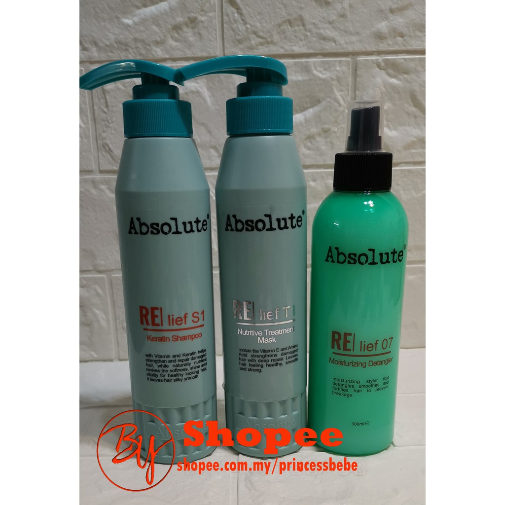 Absolute Relief S1 Keratin Shampoo Absolute Relief T1 Nutritive Treatment Mask Absolute Relief 07 Moisturizing Detan Shopee Singapore