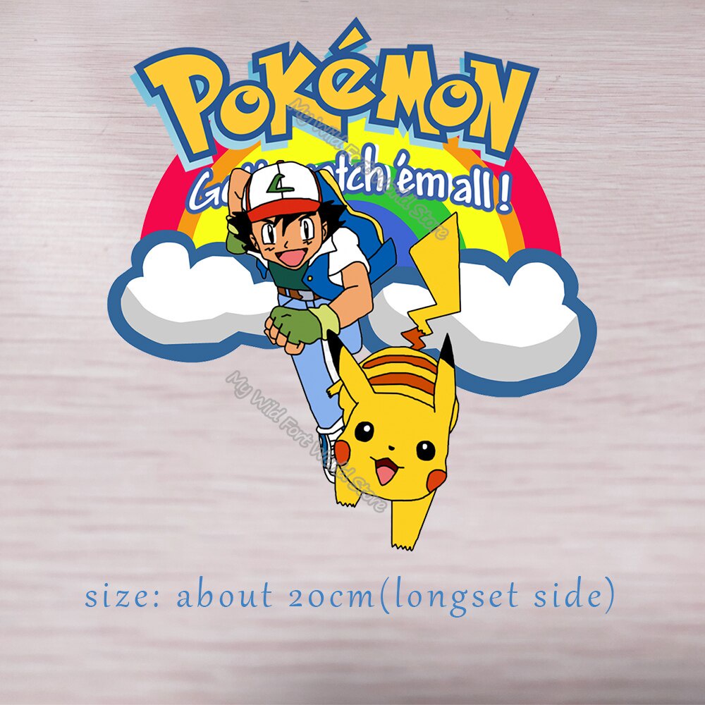 20CM Pokemon Pikachu Patches Iron on for Clothing Heat Transfer Stickers  Cute Pikachu Applique Cartoon Patch DIY kids T-shirt for Boys Girls |  Shopee Singapore