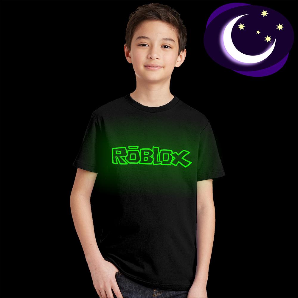 Glow In Dark Green Light Kids T Shirt Roblox Logo Print Children Tshirt Baby Tee Shopee Singapore - plain purple t shirt roblox