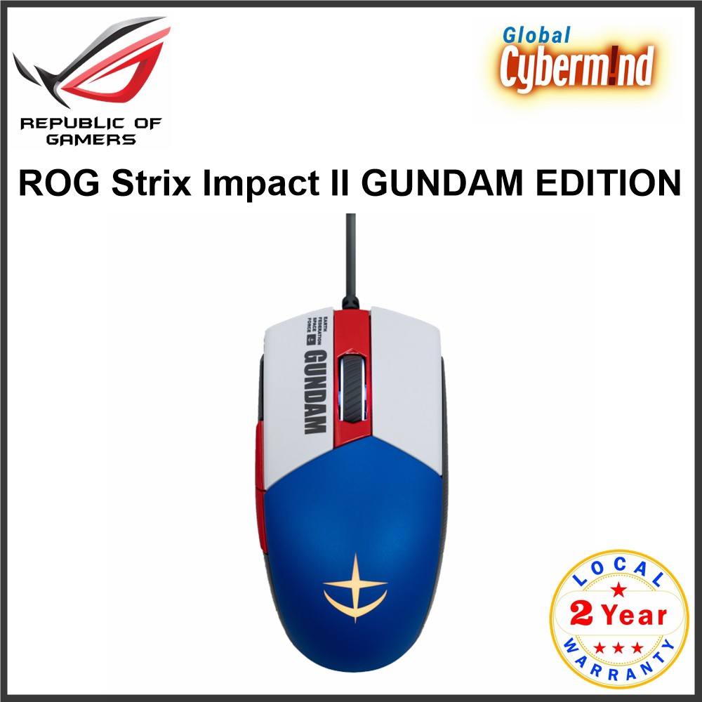 Asus Rog Strix Impact Ii Gundam Edition Ergonomic Gaming Mouse Global Cybermind Shopee Singapore