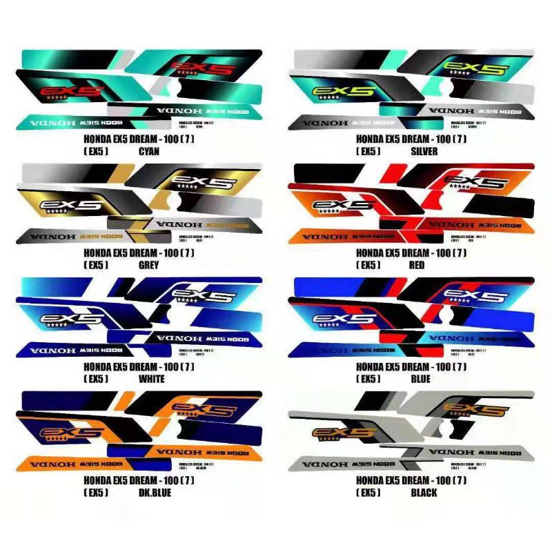 Shop Malaysia New Honda Ex5 Dream 100 7 Body Sticker All Color Ready Stock Shopee Singapore