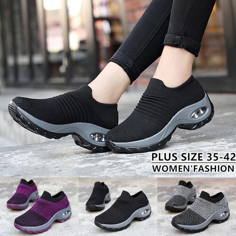 Image of Ladies Fashion Casual Sneakers Air Cushion Running Shoes Breathable Mesh Sports Shoes