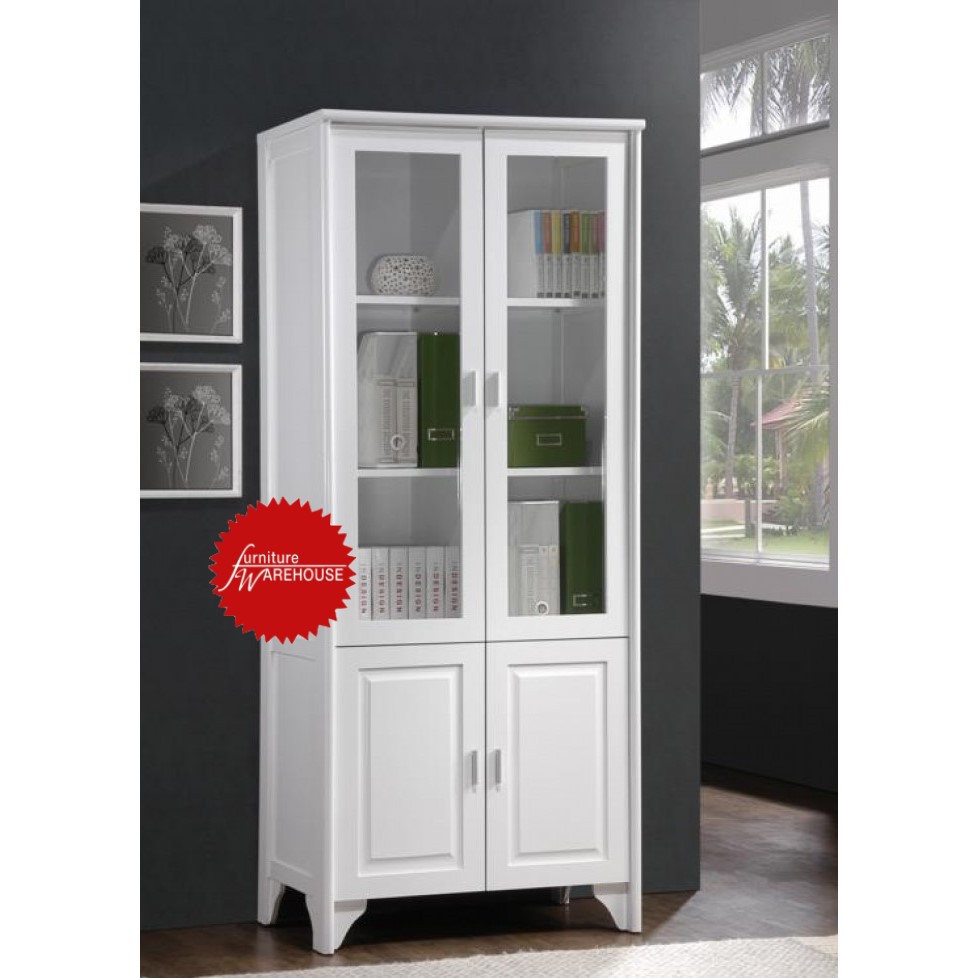 2 Door Bookcase / Bookshelf / Display (White Colour) Shopee