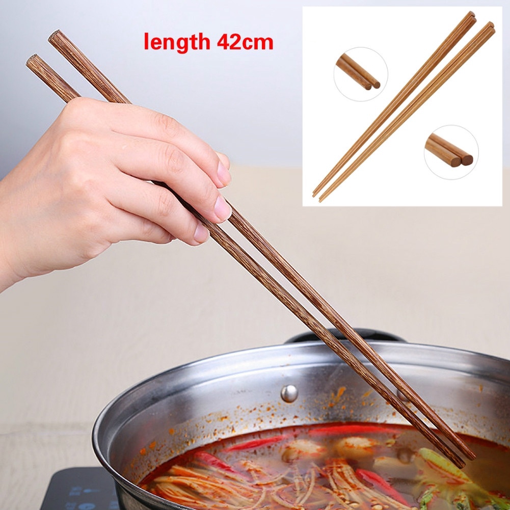 1 Pair Wooden Durable Chopsticks for Noodles Cooking Hot Pot Cutlery