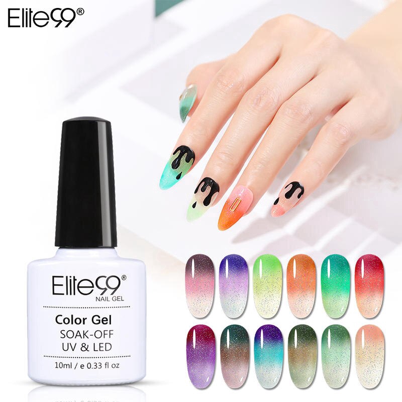 Elite99 Temperature Change Color Gel Polish Neon Glitter Uv Gel Nail Polish Soak Off Thermal Nails Gel Varnish 10ml Nail Art Shopee Singapore