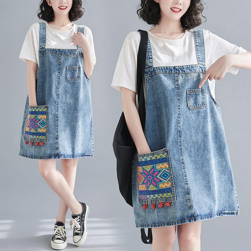 embroidered overall dress