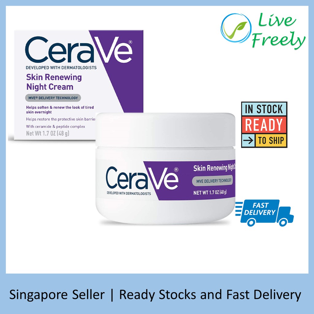 CeraVe Night Cream for Face, Skin Renewing Night Cream with Hyaluronic