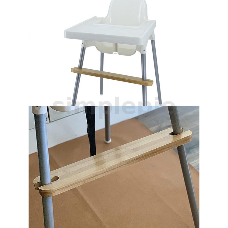 Baby Highchair Foot Rest Natural Bamboo High Chair Footrest with Rubber