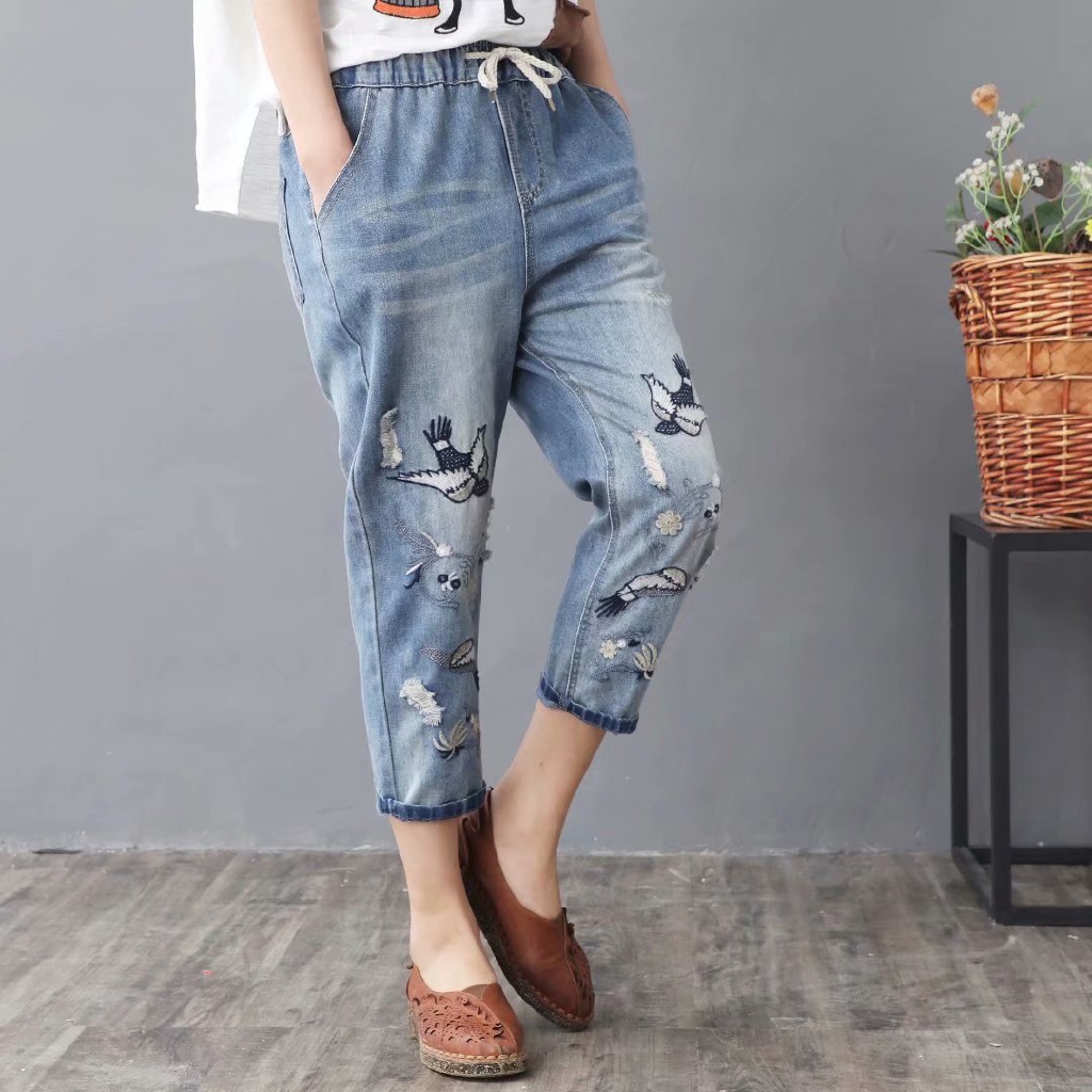 three quarter length jeans womens