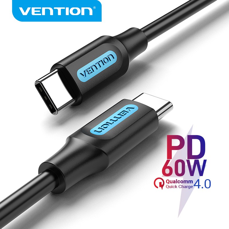 Vention 60w Type C Cable Pd 3a Fast Charge Data Cable 480mbps High Speed Usb C Charging Cable