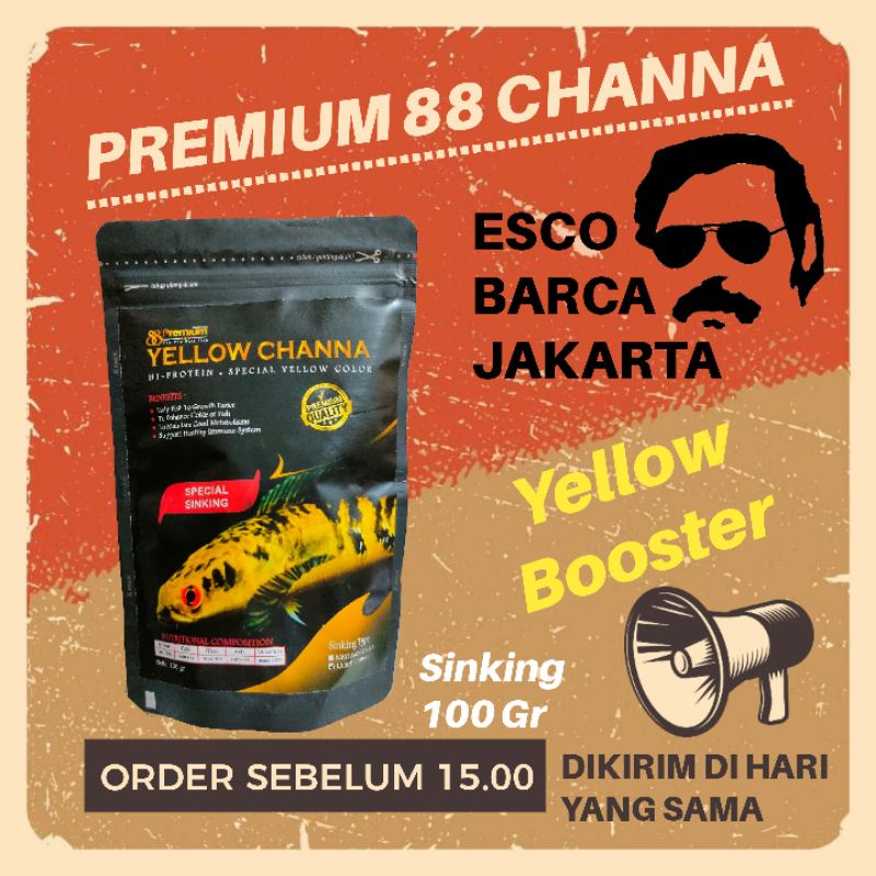 Pelet Ikan Channa Premium SINKING Yellow 100 Gram