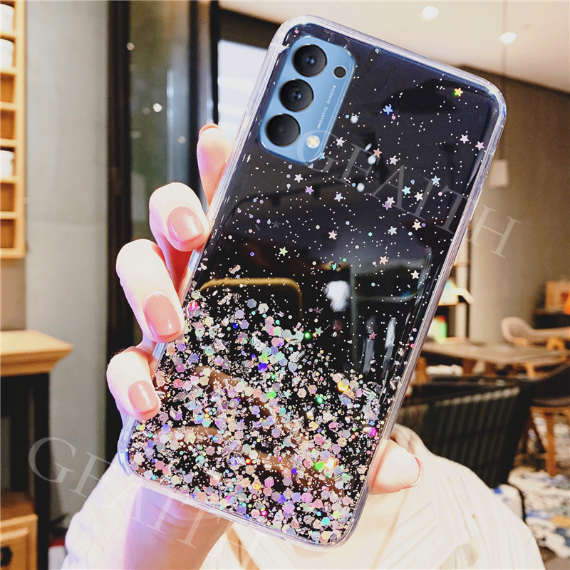 New 2020 Handphone Case Oppo Reno 4 Pro 4g Version Oppo Reno4 Cover Bling Clear Black Green Pink Star Space Tpu Soft Casing With Jack Hole Shopee Singapore 