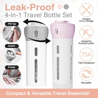 4 in 1 Travel Bottles Set Toiletries Organiser Refillable Liquid Lotion Container Christmas Gift