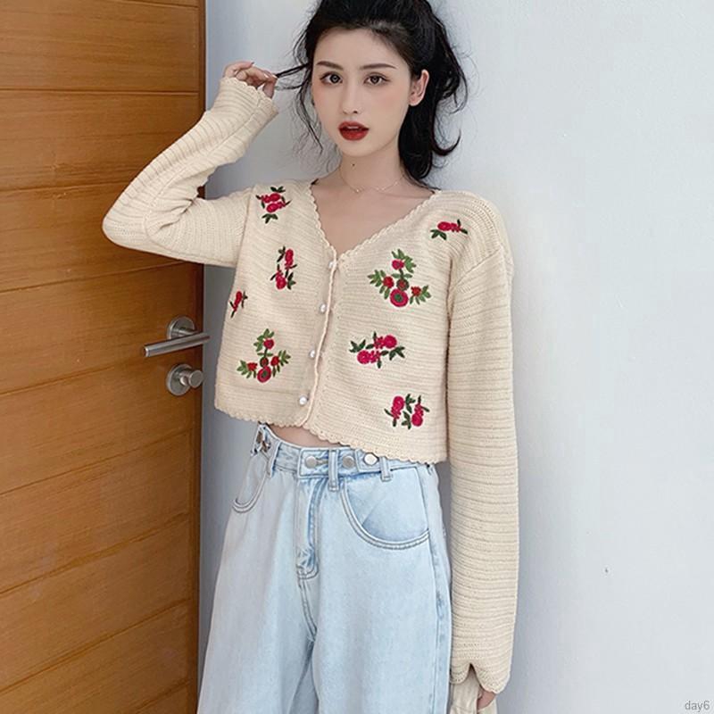 women's embroidered cardigan sweater