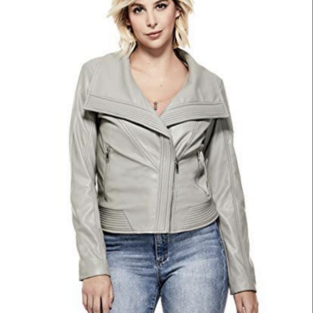 guess faux leather moto jacket