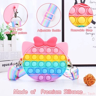 Pop Unicorn Bag Purse Handbags Shoulder Strap Silicone Rainbow Kawaii Messenger Bag Girl Children Push Bubble Toy Gift #7