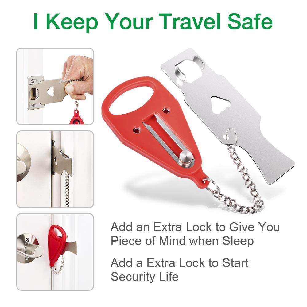 Portable Door Lock For Travelers Inside For Bedroom Door Lockdown Lock